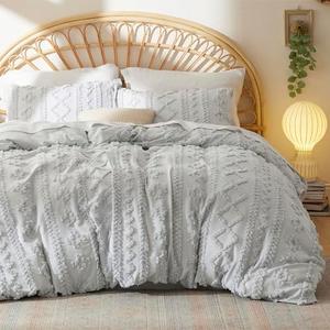 Bedsure Boho Duvet Cover King Size（Duvet Insert/Comforter not Included - Tufted Duvet Cover King Size for All Seasons, 3 Pieces Boho Bedding Duvet Cover (Light Grey 104" x 90")