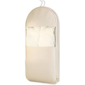 Space Saving Hanging Bag with Self Compression Zipper for Closet Organization Breathable Suit Dress Bag Down Jacket Protector for Storage