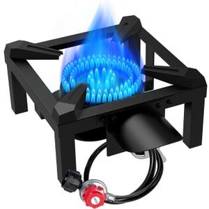 Llamaviva Propane Burner, High Pressure 100,000 BTUs Single Gas Stove with Water Bag& 4.1ft Adjustable Hose with Regulator,Propane Stove for Outdoor Cooking, Seafood Boil,Turkey Fry