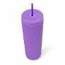 Manna Simple Modern Plastic Matte Studded Tumbler with Lid, Purple 