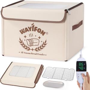 Folding Bread Proofing Box with 68-131 Temp Control & 99H Timer,Dough Proofing Box with Metal Rack Warming Proofer for Sourdough, Bread Baking, Pizza, Yogurt,Space-Saving & 6-Layer Fabric,Beige
