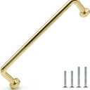 10 Pack Polished Gold Cabinet Handles 5 Inch/128mm Hole Center Shiny Gold Drawer Dresser Pulls Zinc Alloy Polished Brass Kitchen Cupboard Bathroom Furniture Hardware