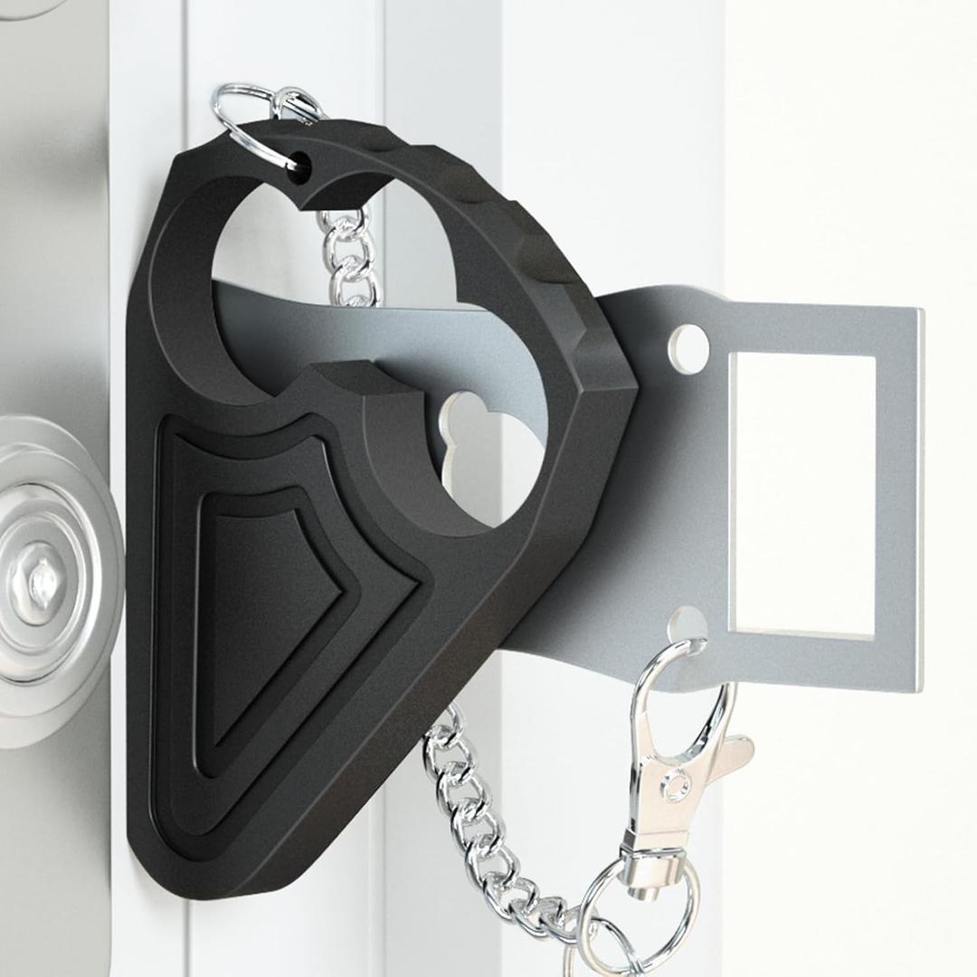 Portable Door Lock for Hotel Door Safety- Metal Hotel Door Locks for Travelers Security-Travel Door Lock Latches & Bolts for Additional Safety Prevent Unauthorized Entry,Black (1 Pack)