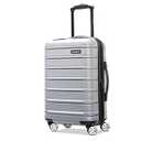 Samsonite Omni 2 Global Carry-On Spinner Luggage - Compact Size For International Travel - Airline-Approved - Features Expandable Polycarbonate Shell, 360° Wheels, USB Power Hub - Silver