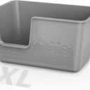Cat Litter Box with High Sided,24.8" Lx14.9 Wx13.0 H,Extra Large Cat Litter Box for Big Cats,XL Jumbo Kitty Litter Box for Indoor Cats,Tool-Free Assembly (Grey)
