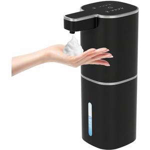 Automatic Foaming Soap Dispenser, Touchless Hand Soap Dispenser, USB Rechargeable, 4 Adjustable Levels, 14.2 oz (420 ml) Large Capacity, for Bathroom, Kitchen & School (Black, Foaming)