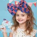 4th of July Baby Girl Bows,Large Double Bows Headband with Star Handmade Stretchy Hairbands for Newborn/Infant bows,or 1-3 Year Kids