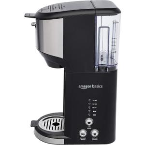 Amazon Basics Single Serve Coffee Maker K-Cup, 14 Oz, Black & Stainless Steel Machine, 5.98"D x 9.44"W x 14.17"H