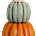 Wesiti 21.3'' Fall Stacked Pumpkins Decoration for Front Porch Harvest Autumn Resin Artificial Fake Stackable Pumpkins for Halloween Thanksgiving Indoor Outdoor Home Kitchen Farmhouse Party Decor