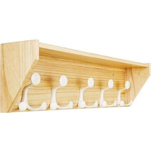 SKOLOO Wall Shelf with Hooks, 24-Inch Coat Rack Wall Mount with Shelf Organizer - Lightweight & Sturdy, 5 Tri Hooks - Perfect for Entryway, Hallway, Living Room, Bedroom, Mudroom, Natural & White
