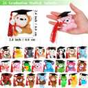 Fovths 24 Pieces Mini Graduation Plush Animals Set Graduation Stuffed Animals Greeting Cards Set Graduation Plush Keychain Animals Toy with Black Cap for Graduation Party Favors, School Gifts