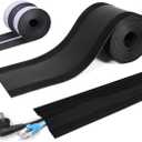 Floor Cable Covers - 20ft Oxford Fabric Cord Protector with Adhesive Hook & Loop,Waterproof Wire Storage Sleeve for Any Floor Surface,Durable Cable Management to Prevent Tripping Hazards (Black, 20ft)