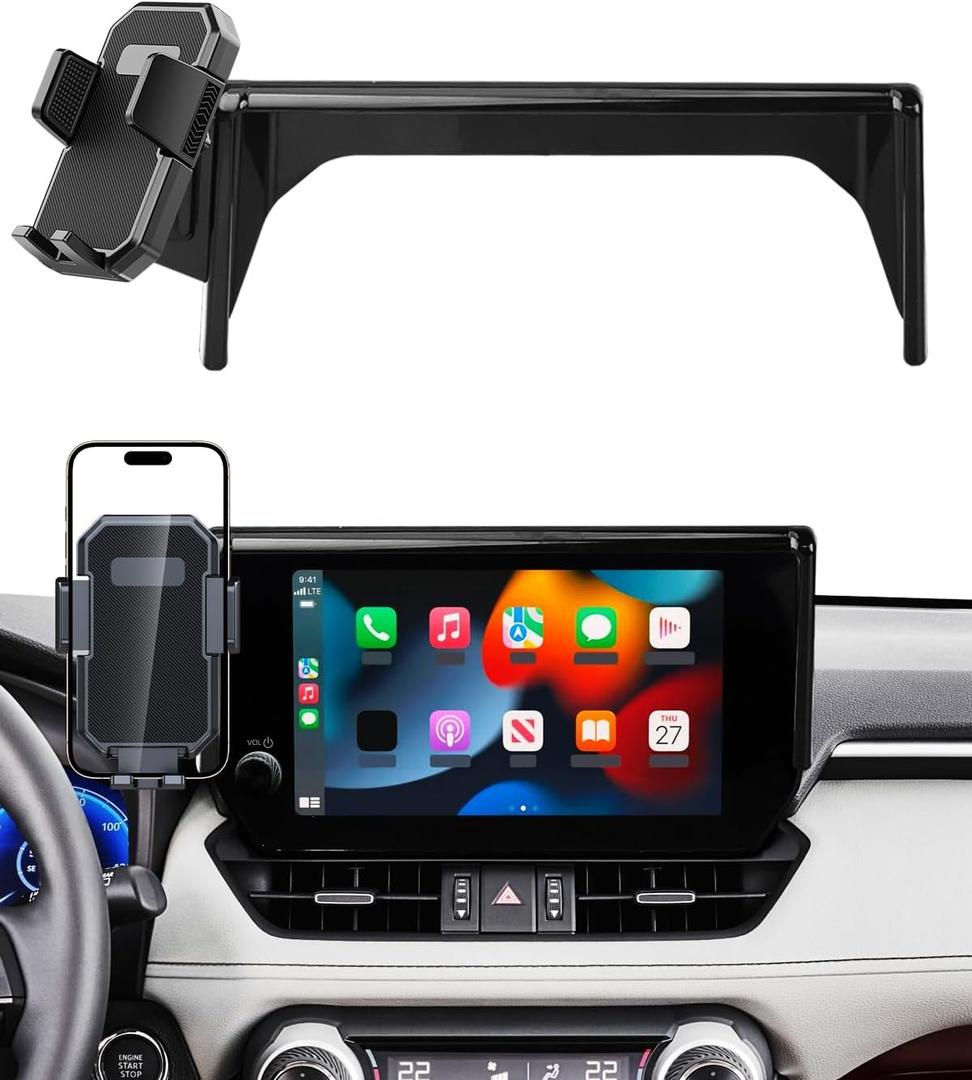 PZK Car Phone Mount for Toyota RAV4 2019-2025 Hybrid LE/XLE/Premium Accessories 7/8-Inch Screen 360 Rotation Smart Phone Cradles Auto Lock Cell Phone Holder Not Affect Air Vent (Not Fit 9/10.5 inch)
