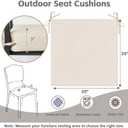 COZYVIDA Outdoor Chair Cushions Set of 4, 20"x20" Square Seat Pads with Tie Straps and YKK Zippers, 30D High-Density Foam, Water-Resistant Fabric,UV-Resistant 1000+ Hrs,Putty