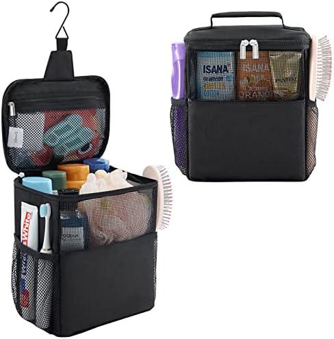 Lifewit Mesh Shower Caddy Bag Portable College Dorm Room Essentials Caddy Tote Basket for Bathroom, Gym, Travel, Camping Quick Dry Hanging Shower Organizer Toiletry Bag for Women Wen, Medium, Black