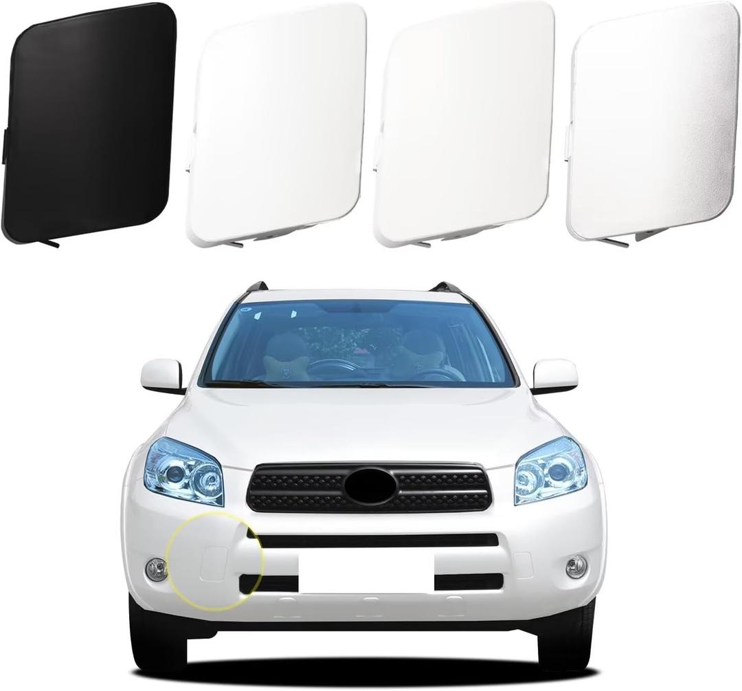 Car Front Bumper Tow Hook Cover Compatible with Toyota RAV4 2006 2007 2008 Trailer Cover Cap 53286-42931 53285-42930 Trailer Cover Towing Eye Cap Silver - 2 pcs