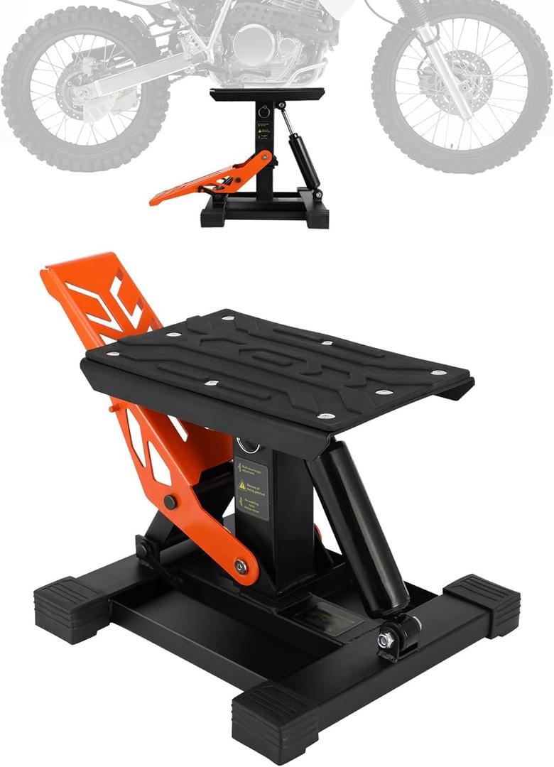 Dirt Bike Stand with Tool Trays, 660Lbs Capacity with Damping Widen Motorcycle Stand Lift Jack Hydraulic Heavy Duty for Repair and Maintainance Dirtbike Pit Motocross Mini Bike