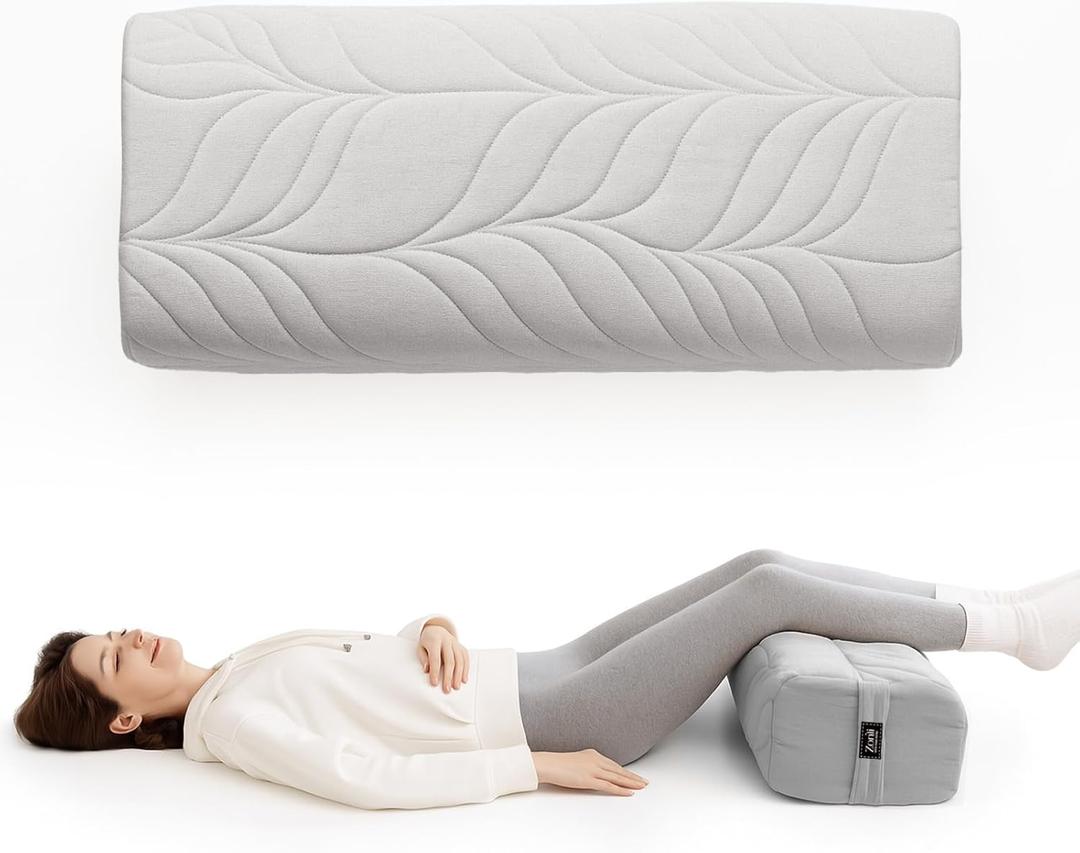 Zonli Yoga Bolster Pillow for Meditation & Restorative Yoga - Rectangular Support Cushion with Removable Cotton Cover & Carry Handle, 26"x11"x7" (Gray)