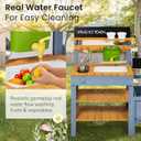 Frogprin Mud Kitchen for Kids, Outdoor Play Kitchen with Planter Box, mud Kitchen Accessories, Gardening Tool Toy Set, Removable Sink Faucet, Wooden Pretend Kitchen for Boys Girls 3+ Indoor