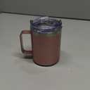 MEWAY 12oz Coffee Mug With Handle and Sliding Lid,Stainless Steel Travel Tumbler Cup with Handle,Double Wall Vacuum Insulated Camping Cup for Hot & Cold Drinks Tea (Rose Gold,Set of 1