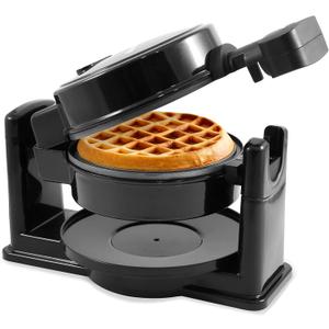 Elite Gourmet EWM460 Nonstick Rotating Flip Belgian Waffle Maker, 1.25-Inch Thick Waffles, Hash Browns, Keto, Snacks, Sandwich, Eggs, Easy to Clean, Black, 5 Inch