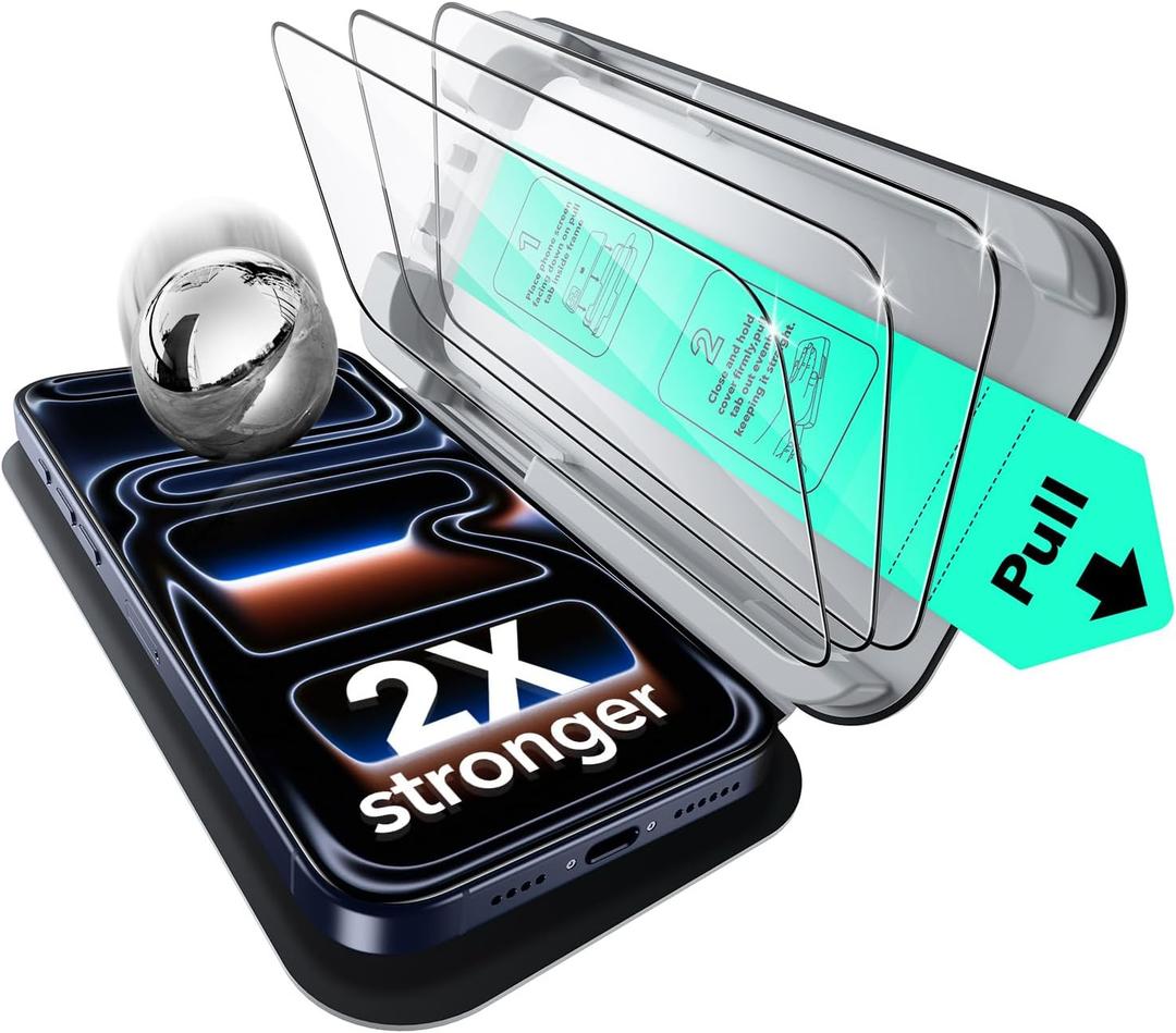 ESR 1 Pack for iPhone 17 Pro Screen Protector, Military-Grade Shatterproof, 9H Hardness, Full Coverage Tempered Glass with Ultra Fit Tray