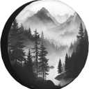 Spare Tire Cover Mountain Lake Tree Landscape Wheel Covers Weatherproof Universal Wheel Protectors for Rv SUV Camper Travel Trailer 17 Inch