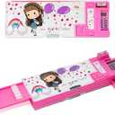 Pop Up Multifunction Pencil Case for Girls, Cute Cartoon Pen Box, Stationery Organizer with Calculator, Sharpener and Schedule, Cute School Supplies Pencil Box, Best Gift Birthday Present for Kids, Set of 2