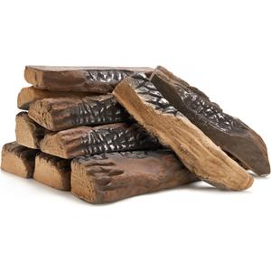 Gas Log for Fireplace, 10 Peice Realistic Ceramic Wood Logs for Fire Pit, Reusable Fake Fire Logs for Ventless, Gas or Propane Inserts (10 Pack-Large-Natural)