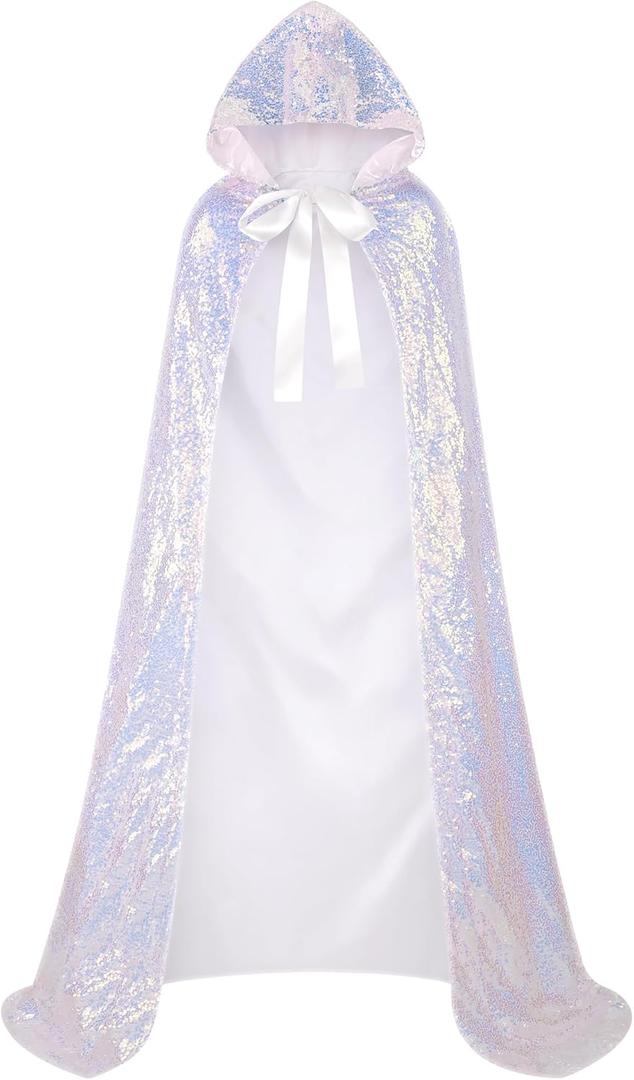 Suhine Halloween Sequins Women Princess Hooded Cape Costume Shiny Fairy Mermaid Cloaks for Cosplay Party God Christmas (160 cm, Dazzle White) Suhine Halloween Sequins Women Princess Hooded Cape Costume Shiny Fairy Mermaid Cloaks for Cosplay Party God Christmas (160 cm, Dazzle White)
