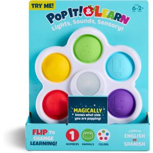 Chuckle & Roar - Pop It! and Learn - Educational and Electronic Popping Toy - Learn Numbers & Letters in Spanish or English - Great for Ages 6 Months to 2 Years (Small)