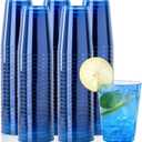 DaYammi 100 Pack Clear Blue Plastic Cups 10 Oz - Heavy Duty Blue Disposable Cups,blue Party cups Disposable Tumblers for Wedding,Birthday,Cocktails & Celebrations Reusable Drinking Glasses