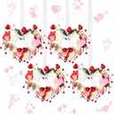 Syhood 4 Pcs 9 Mini Valentine Wreath for Front Door Small Valentine's Day Heart Wreath Decor for Kitchen Cabinet Porch Wall Window Chair(Heart Style)