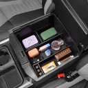 TACOBRO Center Console Full Tray Organizer Compatible with 2023 2024 2025 2026 Ford F250 F350 F450 F550 Accessories, ABS Plastic Armrest Insert Secondary Storage, Black