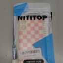 NITITOP Compatible with iPhone 16 Case Cute Aesthetic Checkerboard Checkered Pattern for Women Girl Trendy Slim Fit TPU Silicone Shockproof Full Camera Protection Cover - White and Pink