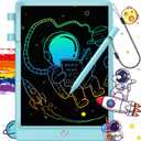 FLUESTON LCD Writing Tablet, 10 Inch Doodle Board Toys Gifts for 3-8 Year Old Girls Boys, Colorful Electronic Drawing Pad for Toddler, Easter Basket Stuffer for Kids Educational Learning Travel Toy (11"W x 7.5"H, Delightful Dolphin Blue)