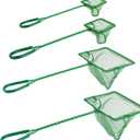 4 Pack Aquarium Fish Net Fine Quick Catch Mesh Nylon Fishing Catch Nets with Plastic Handle for Fish Tank Mesh Nets Scoop - Green