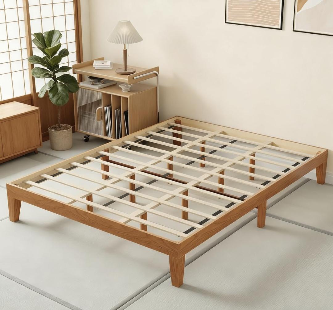 COLAMY 12 Inch Wood Platform Bed Frame，Sturdy King Size Bed Frame with Wood Slat Support, No Box Spring Needed, Easy Assembly, Espresso