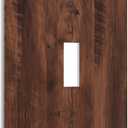 Rustic Brown Wood Grain Vintage Light Switch Cover 1 Gang Single Toggle Wall Plate Decorative Electrical Switchplate Faceplate for Bathroom Kitchen Bedroom Decor 5 * 3 In