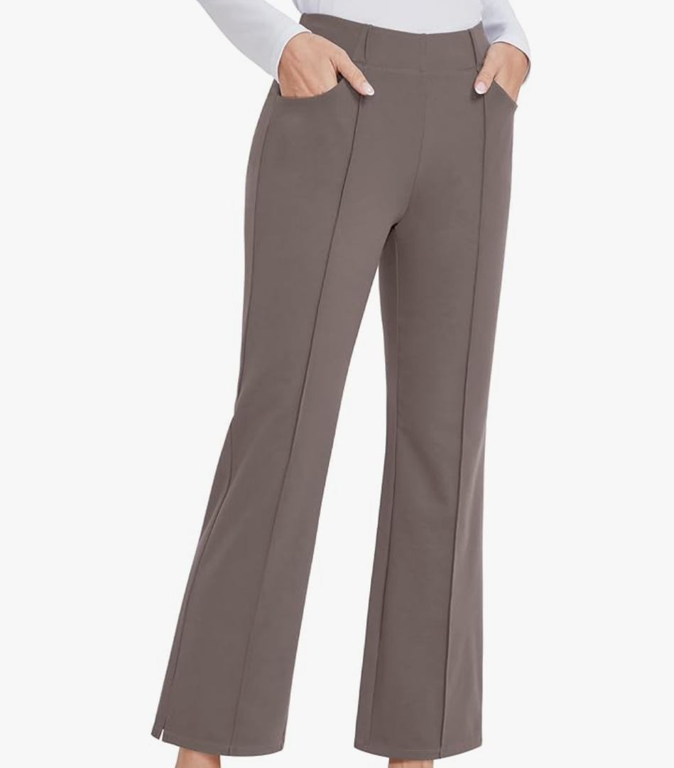 G4Free Yoga Dress Pants for Women Wide Leg Ankle Pants with Pockets Strechy Casual Loose Flare Work Pants M 31"