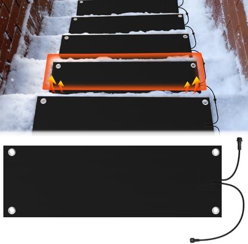 1 Pcs Heated Snow Melting Mats,10 x 30 in No-Slip Rubber Heated Outdoor Mats,Snow and Ice Melting Mats for Winter Outdoor Stairs,Steps,Doorways,Walkways,Driveway,2 in/h Melting Speed(No Power Cord)