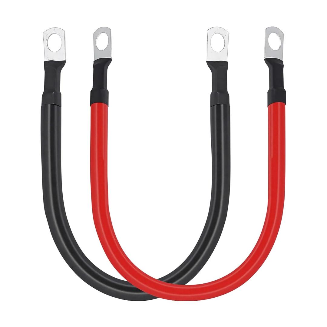A ABIGAIL 2 AWG Battery Cable 2Gauge Pure Copper Battery Inverter Cables with 5/16 in Lugs Both Ends Power Inverter Wire Set for Automotive Solar Power Inverter Marine Boat RV Car Motorcycle (1FT)