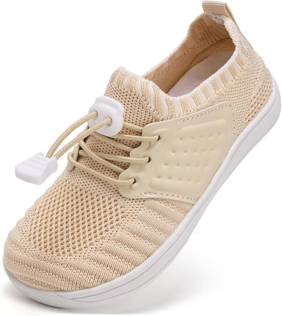 WateLves Water Shoes for Toddler Little Kid Minimalist Wide Barefoot Zero Drop Sole Splay Naturally Aqua Sneakers Boys Girls (Yn/Beige)