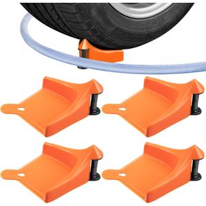 4 Pcs Car Hose Guide, Tire Hose Roller for Car Washing, Detailing Tire Hose Guide Preventing Pressure Washer Hose Stuck Under The Wheels, Plastic Wash Tool to Avoid Snagging(Orange)