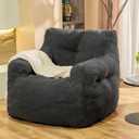 Jumbo Plush Bean Bag Chair for Adults with Head & Back Support - Extra Large Durable Tear-Resistant Fabric (Small)