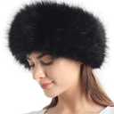 sy soul young Faux Fur Headband with Elastic for Women's Winter Earwarmer Earmuff (Black)