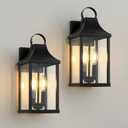 Outdoor Wall Sconces Set of 2, 15 Black Outside Wall Mounted Light Fixture, Exterior Farmhouse Wall Sconce Lantern 2-Light, Modern Porch Lighting Exterior Lamp for House, 2 Pack