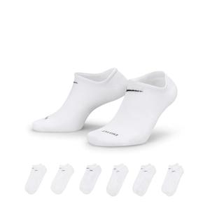 Nike Unisex Everyday Lightweight Training No-Show Socks (6 Pairs), White/Black, Large