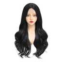 Long Black Wig for Women 26 Inch Wavy Synthetic Wig Natural Wave Middle Part Heat Resistant Natural Looking Black Curly Wig for Daily Use Cosplay Halloween