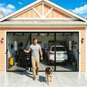 Garage Door Screen for 2 Car Garage 17x7 FT - Magnetic Retractable Fiberglass Mesh 17x7ft & Heavy Duty Weighted Bottom, Include Screws & Repair Patches - Easy Assembly for Patio Workshop Gym